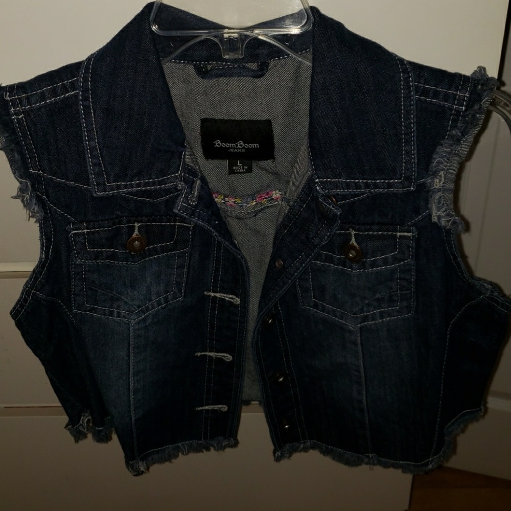 cropped jean vest